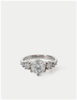 M&S Platinum Cubic Zirconia Cocktail Ring Silver