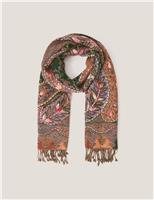 Embroidered Paisley Print Scarf