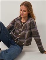 Checked Crew Neck Cardigan