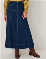 Cotton Rich Denim Midi Skirt