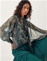 Printed Tie Neck Blouse