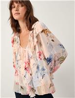 Floral Tie Neck Blouse