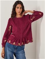 Pure Cotton Floral Embroidered Top