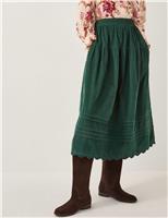 Cord Midi Tiered Skirt