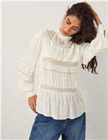 Broderie High Neck Blouse