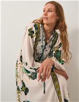 Floral Tie Neck Midi Waisted Dress