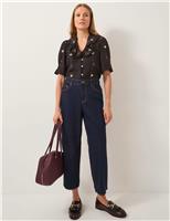 High Waisted Barrel Ankle Grazer Jeans