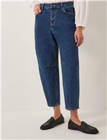 High Waisted Barrel Ankle Grazer Jeans