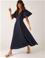 V-Neck Midi Tea Dress