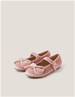 Kids Velvet Bow Ballet Pumps (11 Small - 3 Large)