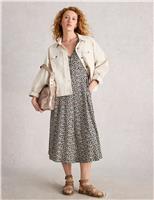 Jersey Heart Print V-Neck Midi Tea Dress