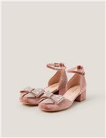 Kids Velvet Bow Party Shoes (7 Small - 3 Large)