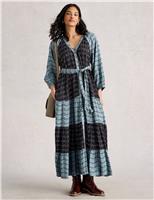 Printed V-Neck Midi Tiered Dress