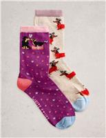 2pk Cotton Rich Christmas Dog Socks