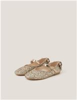 Kids Glitter Bow Ballet Pumps Shoes (8 Small - 3 Large)