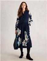 Cotton Blend Floral Midi Tea Dress