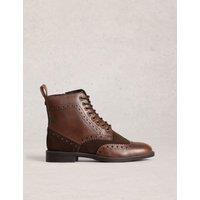 White Stuff Leather Flat Ankle Boots Brown Mix