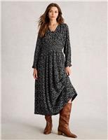 Metallic Printed V-Neck Midaxi Dress