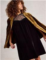 Velvet Embellished Knee Length Tea Dress