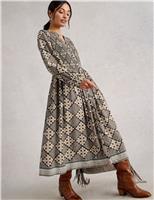 Printed Midi Shirred Dress