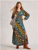 Printed V-Neck Midaxi Tea Dress