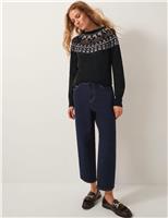 Cotton Blend Fair Isle Crew Neck Jumper