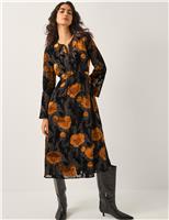 Polka Dot Tie Neck Midi Waisted Dress