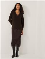 Lace V-Neck Midi Jumper Dress