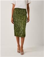 Sequin Midi A-Line Skirt
