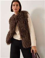 Shaggy Faux Fur Collarless Gilet