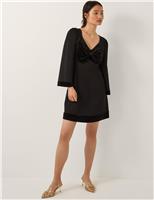 Velvet Bow Mini Shift Dress