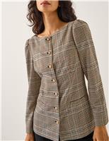 Checked Collarless Jacket