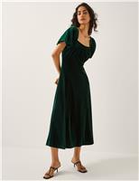 Velvet Square Neck Midi Skater Dress