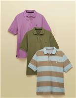 3pk Pure Cotton Striped Polo Shirts