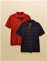 Joules 2 Pack Pure Cotton Striped Polo Shirts Orange Mix