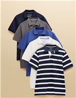 5 Pack Pure Cotton Striped Polo Shirts