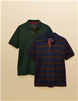 2 Pack Pure Cotton Striped Polo Shirts