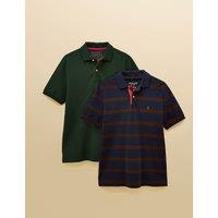 Joules 2 Pack Pure Cotton Striped Polo Shirts Green