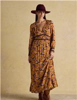Floral V-Neck Midaxi Waisted Dress