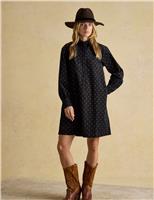 Cord Star Print Mini Shirt Dress