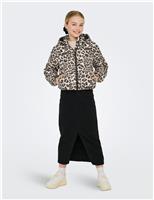 Animal Print Short Puffer Jacket (8-14 Yrs)