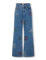 Wide Leg Pure Cotton Embroidered Jeans (8-14 Yrs)