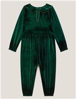 Velvet Peter Pan Collar Jumpsuit (0-24 Mths)
