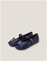 Kids Satin Bow Ballet Pumps (10 Small - 4 Large)