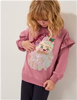 Pure Cotton Sequin Santa Jumper (3-13 Yrs)