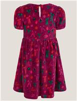 Velour Christmas Bow Dress (3-13 Yrs)