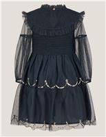 Mesh Sequin Shirred Dress (3-13 Yrs)