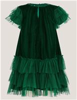 Velvet Sequin Ruffle Tiered Dress