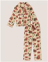 Pure Cotton Christmas Houses Pyjamas (1-13 Yrs)