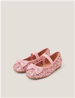 Kids Sequin Bow Ballet Pumps (7 Small - 4 Large)